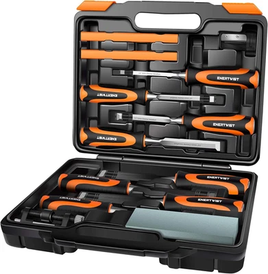 13pcs Wood Chisel Set, Premium Woodworking Chisel Sets w/ 8 CRV Construction - Image 1 of 4