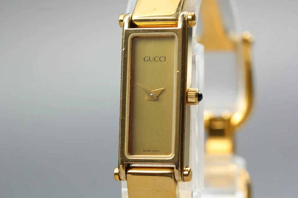 Reloj para mujer vintage 【Exc+5】 Gucci 1500 12 mm cuarzo esfera dorada brazalete de JAPÓN Foto 1 de 4