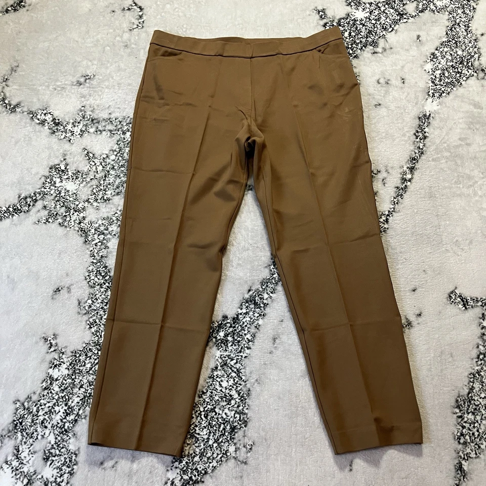 Pantalones Susan Graver para mujer talla XL marrón pantalón elástico tiro alto Foto 1 de 4