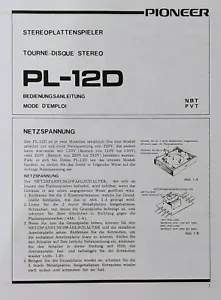 Tocadiscos estéreo Pioneer PL-12D instrucciones de funcionamiento - MANUAL DE USUARIO - Imagen 1 de 1
