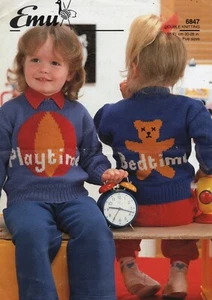 ~ Emu Knitting Pattern For Toddler's Cute Playtime & Bedtime Sweater ~ 20" ~ 28" - Picture 1 of 1
