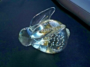  BUBBLE GLASS RABBIT FIGURE PAPERWEIGHT - Picture 1 of 4