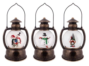 10.25" SNOWMAN, COUPLE or GNOME Glitter Lantern Water Globe B/O 4Hr Timer 72374 - Picture 1 of 15