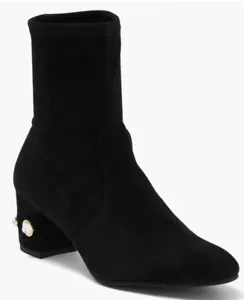 Stivaletto Stuart Weitzman All Shine 60 $ 695 nero scamosciato impreziosito tacco 9 - Foto 1 di 9
