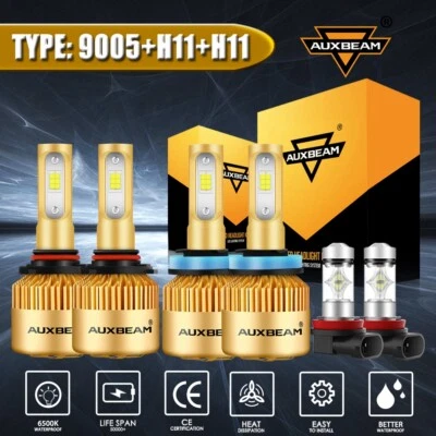 6X AUXBEAM S3 LED Headlight Fog Bulbs Combo Kits White For Ford Ranger 2019-2023 - Image 1 of 4