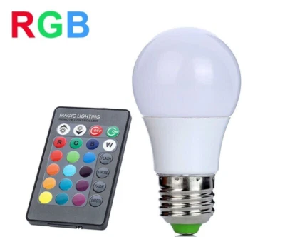 Lampadina a Led Lampada 5W WAT RGB Luce Colori Multicolor E27 Con Telecomando - Immagine 1 di 2