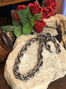24. Vintage 925 Sterling Silver Chunky Rolo Rope Chain Necklace 16", 60.6g - Picture 1 of 9