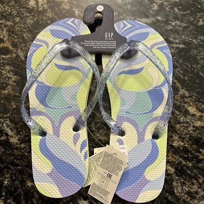 Chanclas Gap Kids nuevas con etiquetas azul/púrpura/verde remolino Foto 1 de 3