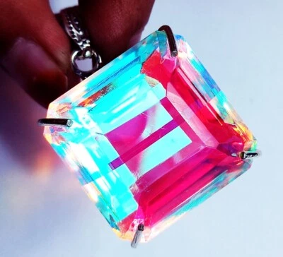 Mystic Quartz GS Solid Silver Pendant 128.10 Ct Certified Loose Gems With Chain - Image 1 of 4