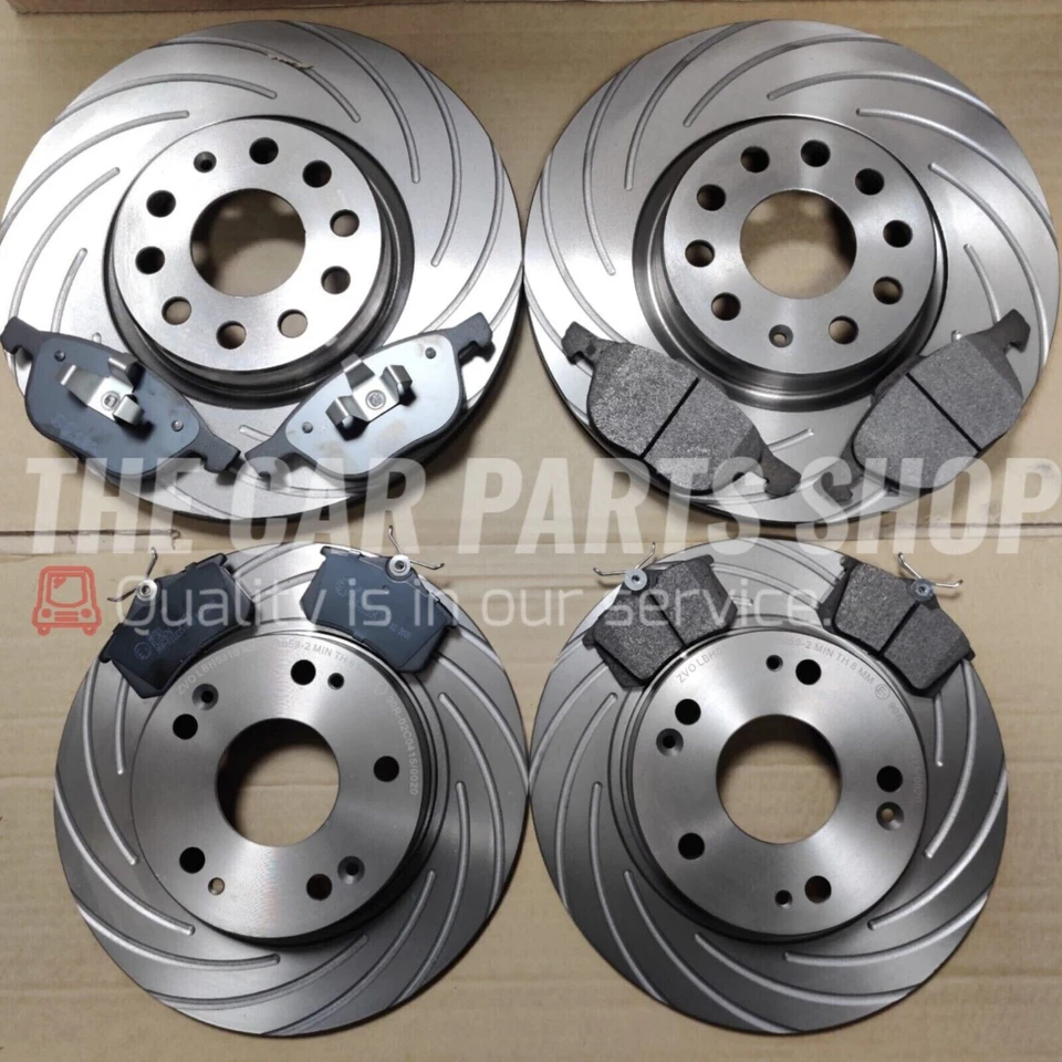 FITS VW POLO GTI 1.4 2010-2014 MK5 6R1/6C1 FRONT REAR GROOVED DISCS & BRAKE PADS - Image 1 of 1