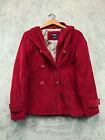 Sonoma Pea Coat Jacket Womens Small Red Corduroy Hooded Double Breast Ladies