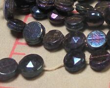 25 Vintage Medium Glass Black Iridescent Nailhead Beads 5mm