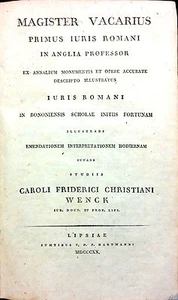 MAGISTER VACARIUS PRIMUS IURIS ROMANI AN ANGLIA PROFESSO. EX-ANNALIUM MONUMENTS - Bild 1 von 1