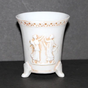 Vintage Vase Cup footed bisque porcelain Greek Classical Mythological - Picture 1 of 7