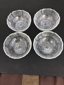 "4 cuencos de postre Arcoroc France flor vidrio transparente 4-5"" excelentes" - Imagen 1 de 5