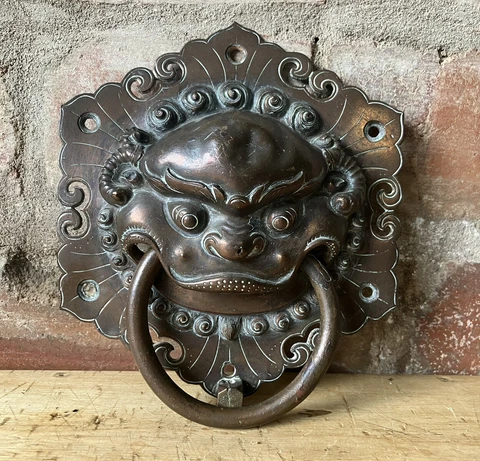 Vintage Bronze Oriental Dragon Demon Door Knocker Cover