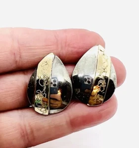 Pendientes de plata de ley de oro de 14 k Vermeil 6,9 g flores grabadas joyería de diseñador - Imagen 1 de 7