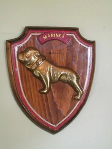 Handmade Marines Brass Bulldog Sheild Plaque - Picture 1 of 10