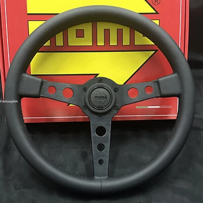 MOMO prototipo P5 Black Edition 350mm 14' Genuine Leather Sport Steering Wheel - Image 1 of 4