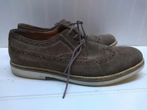 Kenneth Cole Reaction Tan Nubuck Leather Oxford Wingtip Plain Toe Men Shoes 11M - Picture 1 of 9