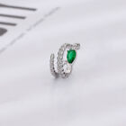 Stainless Steel Snake Shaped Multilayer Winding Green Stone No Ear Hole Ear C DR