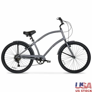 Men's 26 Cruiser Commuter Bike Aluminum Frame 7 Speed Comfort City Ride - Picture 1 of 9