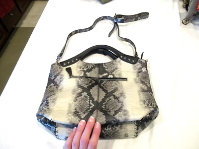 Isabella Adams python patterned black and white purse - Image 1 of 4