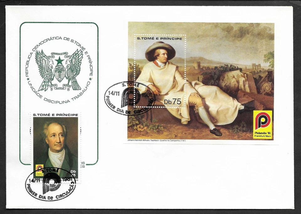 Johann Wolfgang von Goethe Germany Writer Sao Tome & Principe 1981 FDC - Image 1 of 1