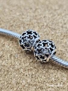 2 Authentic Chain Link Silver Spacer European Charm Beads - Picture 1 of 3