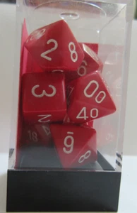 Chessex Dice Polyhedral 7 piece Set CHX52404 Opaque Red White - Picture 1 of 2