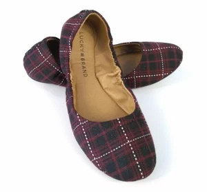 LUCKY BRAND ERIN DAMEN BALLERINA BALLERINAS SLIPPER SCHWARZ ROT KARIERT GR. 6 NEU - Bild 1 von 12