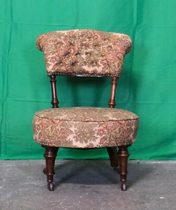 CHARMING VICTORIAN 1890 CORNELIUS V SMITH NURSING CHAIR BROWN MAHOGANY & CASTORS - Picture 1 of 15