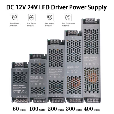 AC 240V to DC 12V 24V LED Driver Power Supply Transformer 60-400W for LED Strips - Image 1 of 4