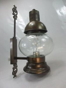Messing Antik Stil Wandleuchte Bubbleglasschirm Landhaus Vintage Retro Wandlampe