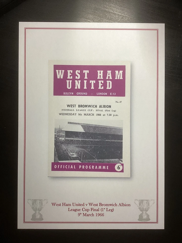 1965-66 West Ham United West Bromwich Albion League Cup Final 1 Programme PRINT - Image 1 of 1