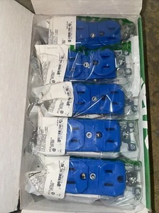 (C) (QTY 10) Bryant Duplex Receptacle 5252BU (Blue) 15A 125V N 5-15R 2P 3W⚡️ - Picture 1 of 6