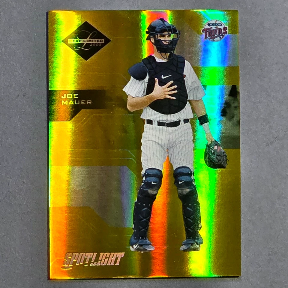 Joe Mauer 2005 Leaf Limited #83 - Gold Spotlight SSP #d/25 Twins segundo año patio Foto 1 de 2