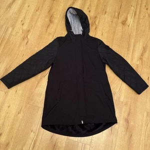 Gerry Jacket Womens L Soft Shell Black Zip Up Hooded Jacket Fleece Lined Quilted - Picture 1 of 10