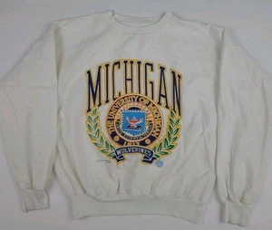 Vintage 80s University Michigan Wolverines Multicolor Print Pullover Shirt USA  - Bild 1 von 8