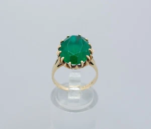 (MA5) Anillo de piedra verde corte ovalado de oro amarillo de 10 quilates para dama 2,7 gramos talla 6,5 - Imagen 1 de 6