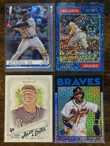 Lotto 4 carte RONALD ACUNA JR RC A&G, Rookie Cup, Blue Speckle, Mojo Braves - Foto 1 di 2