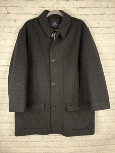 Brooks Brothers Wool Cashmere Winter Coat Peacoat Mid Length Gray Men’s Large - Picture 1 of 10
