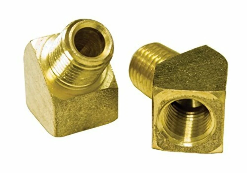 EMPI 9246 - 45° Brass Fittings, 1/4" NPT Male to Female Pair - Air-Cooled VW Oi - Image 1 of 1