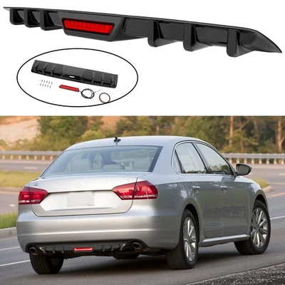 Glossy Rear Bumper Diffuser Splitter W/ LED Light For Volkswagen Passat B7 B8 CC - Image 1 of 4