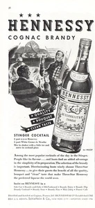 1938 Hennessy Cognac: Stinger Cocktail Vintage Print Ad - Picture 1 of 1
