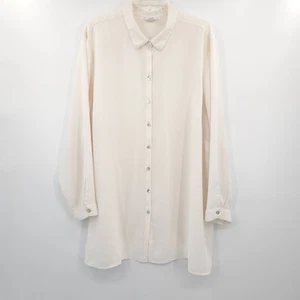 J. Jill button down tunic blouse womens Size 4X ivory crepe long sleeve - Picture 1 of 9