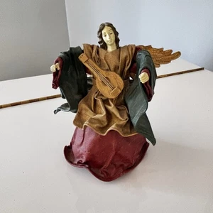 Vintage Paper Mache Angel Christmas Ornaments 7” Burgundy  Gold - Picture 1 of 9