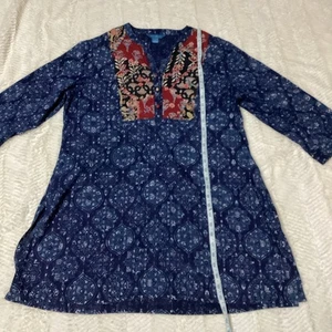 April Cornell Damen große bestickte V-Ausschnitt Tunika Bluse Kleid schönes Top - Bild 1 von 10