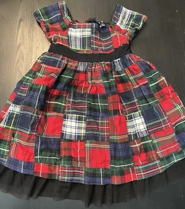 Vintage Gap Kleinkind Mädchen kariert Patch Baumwolle Urlaub Kleid * Größe 2 - Bild 1 von 6