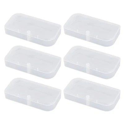6Pcs Clear Box Container Clear Storage Organizer with Hinged Lid for Small - Image 1 of 4